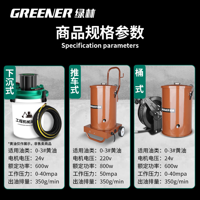绿林电动黄油机新款黄油枪挖机加油枪24V高压全自动加注油泵