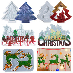 28-piece resin mold Christmas tree pendant earrings earring clips Christmas Santa deer series silicone molds