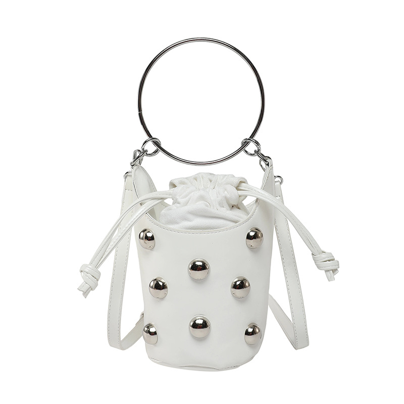 Bolso de cubo de textura transfronteriza 2025 verano nuevo estilo bolso de hombro de sentido avanzado bolso de mensajero con cuentas personalizado mujer