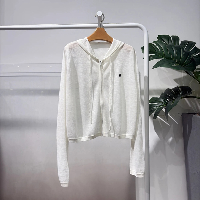 2026 Spring and Summer New Style White Casual Hooded Knitted Cardigan Women's Top 4H4131771 2026 Spring and Summer New Style White Casual Hooded Knitted Cardigan Women's Top 4H4131771