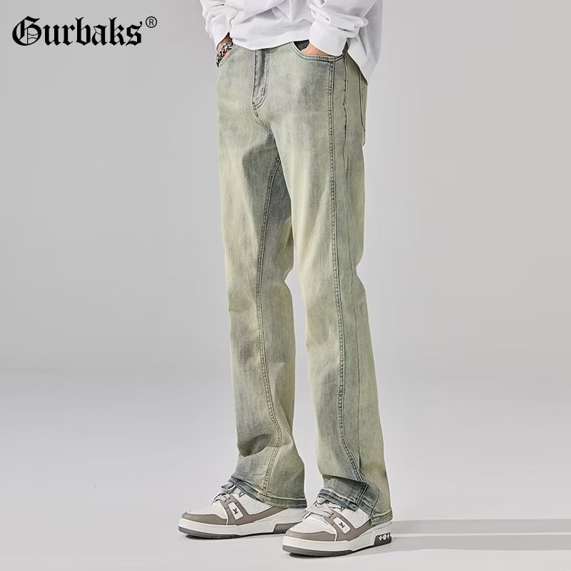 Vaqueros de moda anticuados lavados en la calle americana, pantalones largos de estilo vibe rectos sueltos de primavera y otoño para hombres