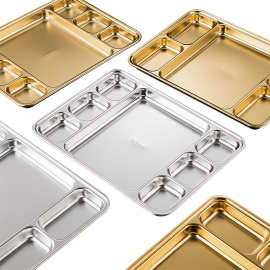 Stainless Steel Lunch Food Serving Plate 304韩式分隔快餐盘