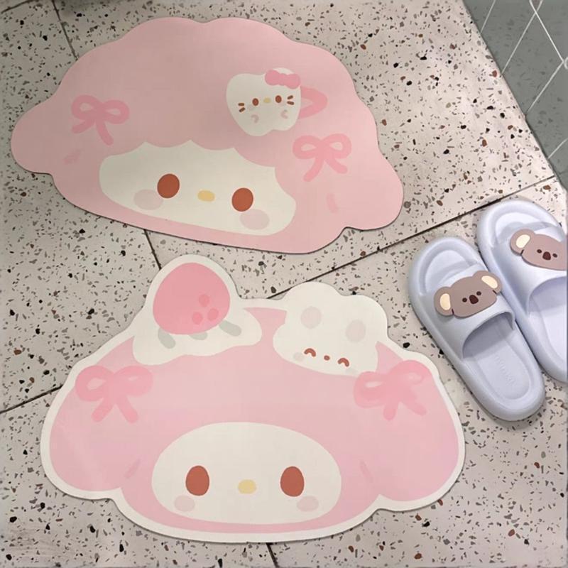 Cute My Melody Bathroom Mat Diatomaceous Earth Mat Bathroom Door Non-Slip Mat Absorbent Quick-Dry Wear-Resistant Wholesale