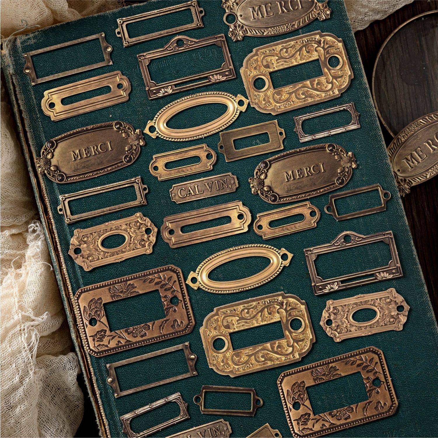 跨境陌墨贴纸包复古档案室系列复古手账DIY素材装饰贴30张入6款选