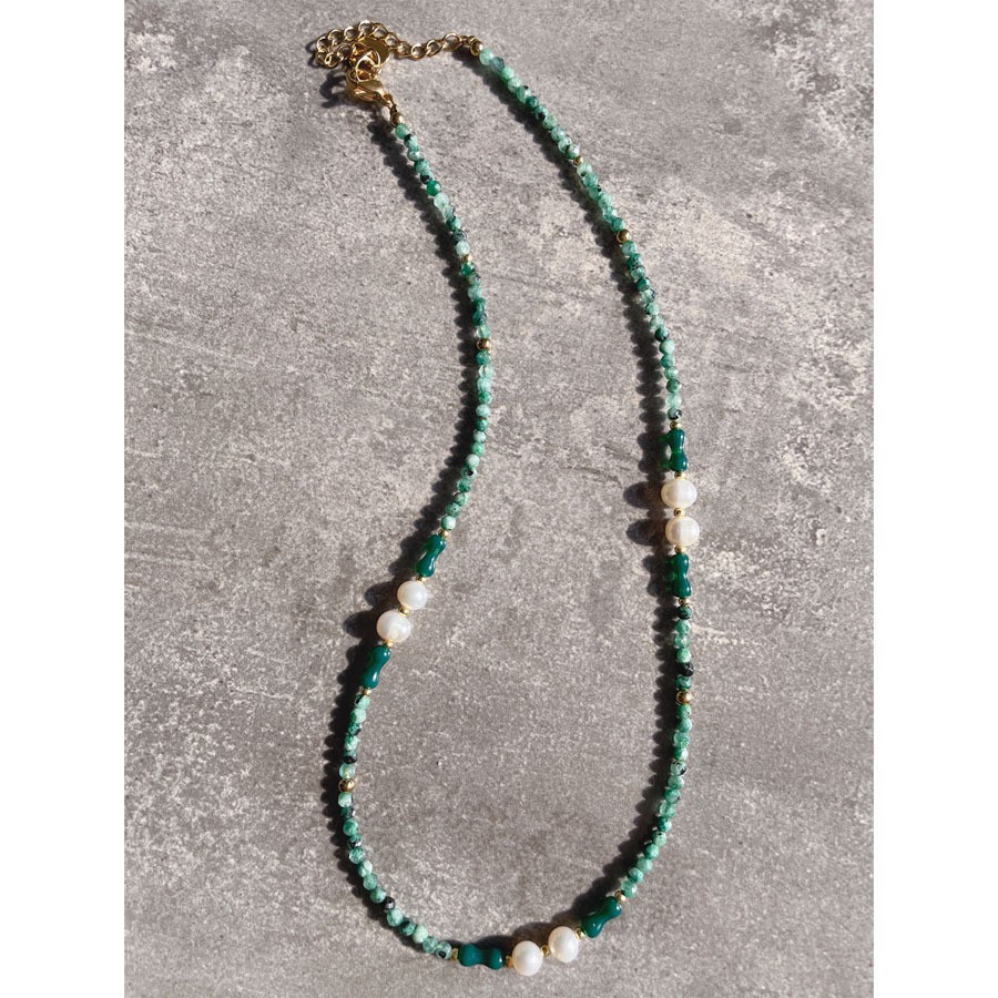 40g Weight Beads Pendant Material Necklace Classification Titanium Steel Chain Material 1 Piece Quantity Holiday, Daily Occasion natural stone, Freshwater Pearl, Titanium Steel Material Geometric Pattern Women's Gender Irregular, Chain Design Simple Style Style Simple Style Geometric Natural Stone Freshwater Pearl Titanium Steel Necklace In Bulk 29