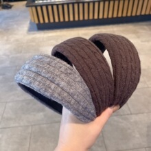 韩系秋冬毛线针织宽边发箍女气质高颅顶压发头箍日常百搭外出发卡