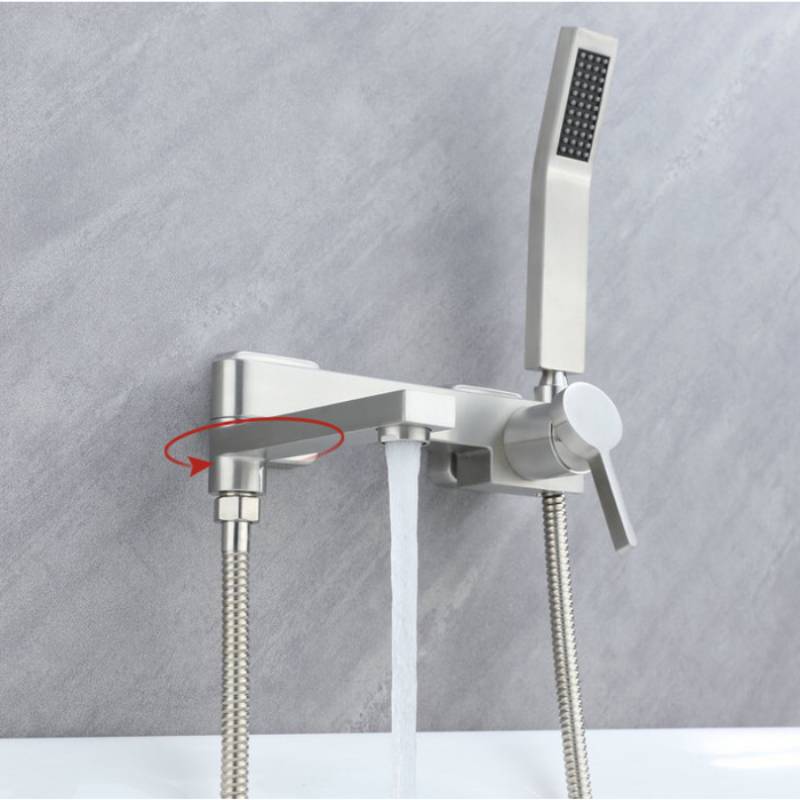 Foreign trade 304 stainless steel brushed bathtub faucet high-standard mixing valve hot and cold bathroom shower set with showerhead Foreign trade 304 stainless steel brushed bathtub faucet high-standard mixing valve hot and cold bathroom shower set with showerhead