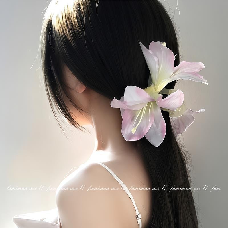 夏の花のヘアピン、サイドクリップ、耳後ろのヘアピン、女性用新作ヘアアクセサリー、造花ヘアアクセサリー、海辺のヘアアクセサリー|undefined