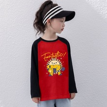 拼色插肩长袖童装男女春秋新款儿童上衣圆领套头长袖纯棉T恤打底