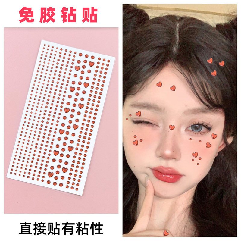 Cross-Border Dance Eye Face Pearl Makeup Face Makeup Stickers Temporary Tattoo Facial Diamond Rhinestone Eye Stickers Tear Bright Diamond Hot Style
