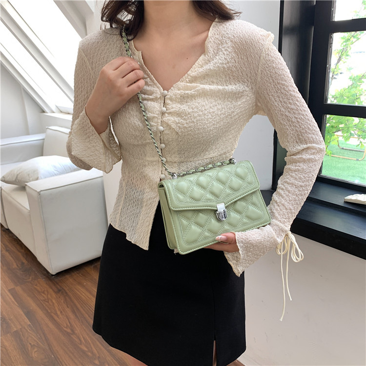 Diamond Pattern Embroidered Small Shoulder Bag For Women With Chain_voghion.com
