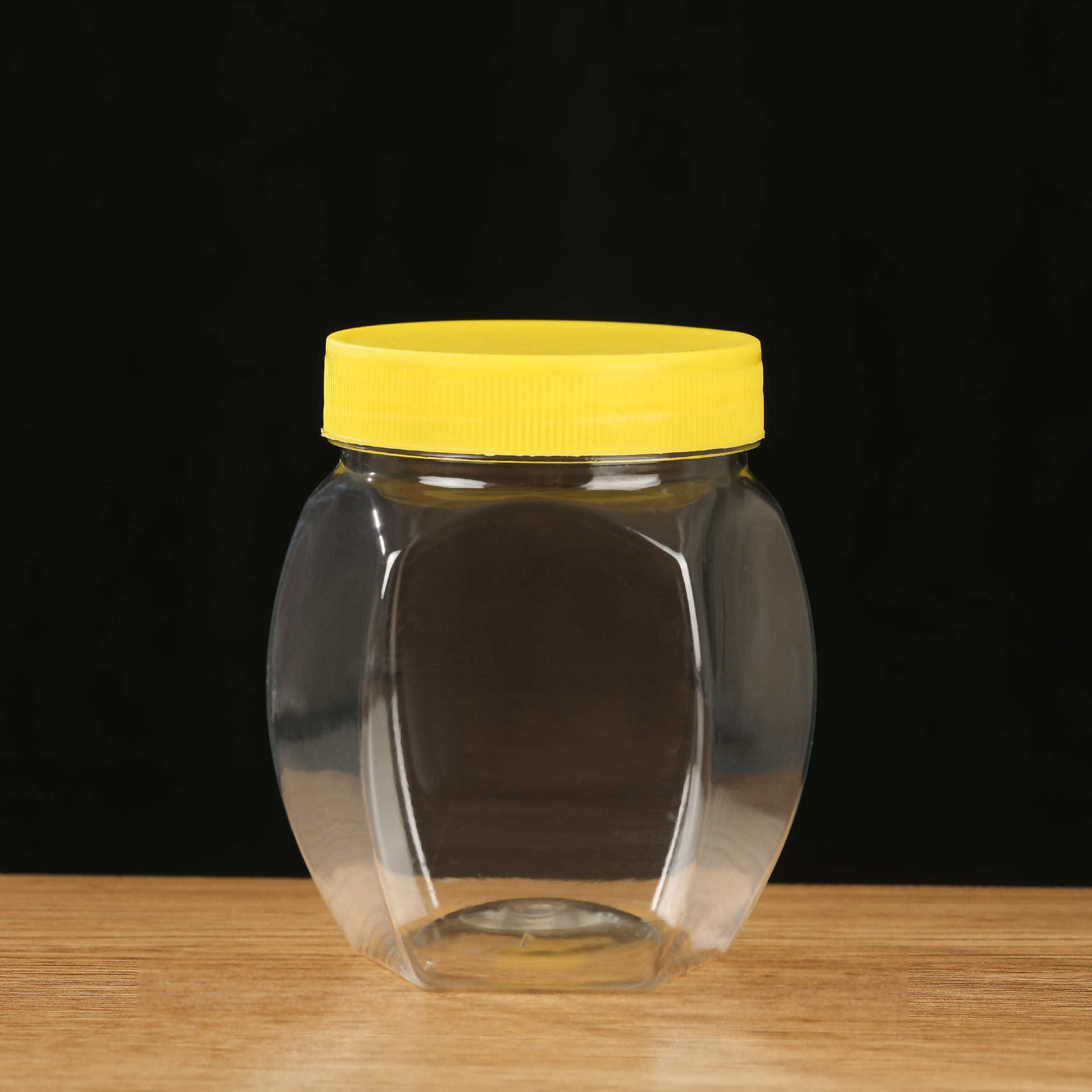 Botella de miel de plástico de 360ml redonda curva hexagonal frasco de sellado de alimentos grueso transparente botella de almacenamiento al por mayor