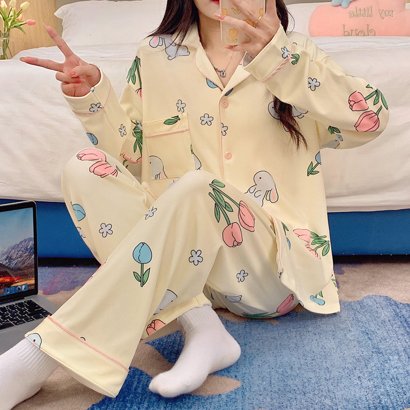 Pijamas al por mayor transfronterizos de mujeres otoño invierno manga larga princesa de dibujos animados de ternilla viento red roja cardigán otoño invierno ropa de hogar se puede usar fuera