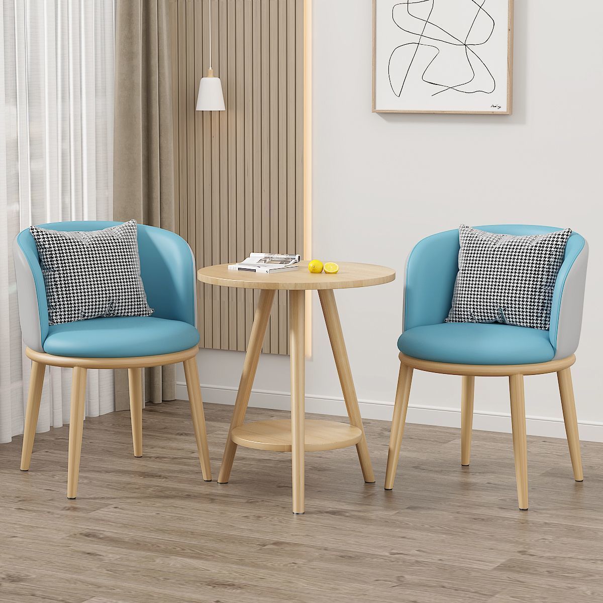 Balcón mesa y silla de ocio sala de estar combinación de mesa y silla de té de lujo ligero B & B Hotel Negociación Juego de tres piezas de mesa y silla de celebridades de Internet