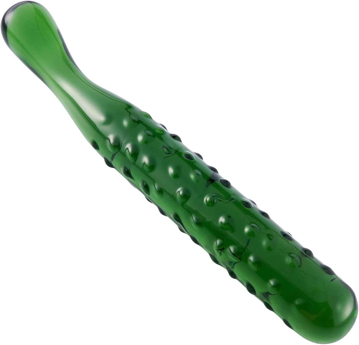 Glass Fruit-Shaped Dildo Anal Plug, Green Crystal Cucumber Design, Adult Use — detail image 1