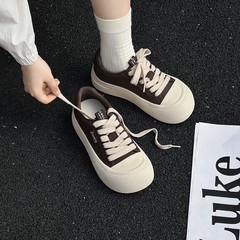跨境新款夏秋小众设计个性简约百搭厚底潮流女小白鞋透气休闲板鞋