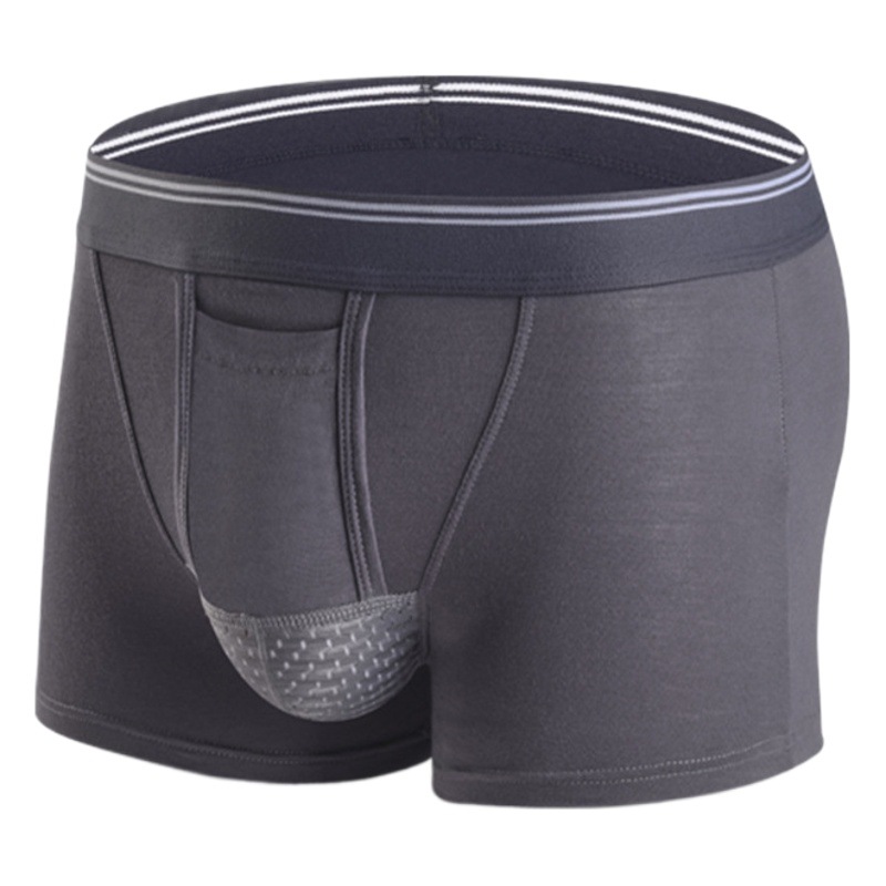 Los hombres de color sólido modal bolsa transpirable deportes bala separación simple boxeadores calzoncillos