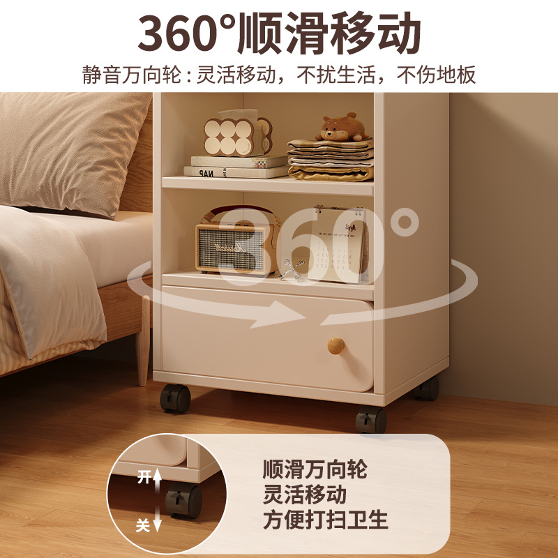 Mesa de cabezal de cama moderna y simple dormitorio contra la pared multicapa móvil de almacenamiento estante de almacenamiento multifuncional alquiler cabina de cama