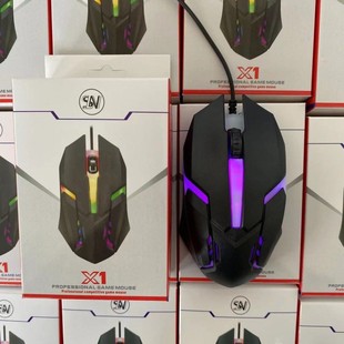Manufacturer Mouse Wholesale Cross-Border Popular Colorful Breathing Light USB Mouse X1 Wired Mouse Luminous Gaming Mouse