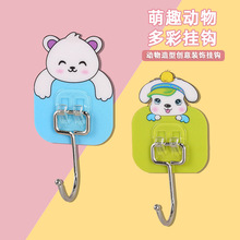 创意卡通挂钩可爱粘钩强力无痕免打孔动物图案亚克力挂钩门后墙壁