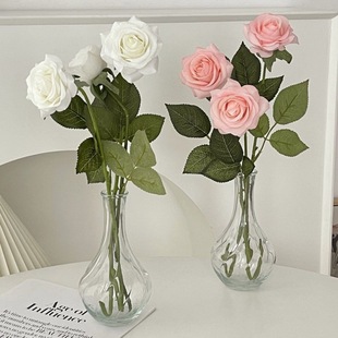 Transparent Small Diameter Glass Vase Dried Flower Single Flower Vase Indoor Table Decoration Source Factory One Wholesale