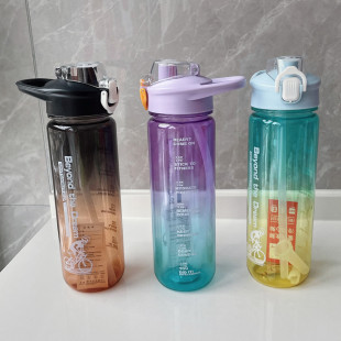 Gradient color cup drop-resistant summer plastic water cup cross-border cup straw large capacity sports portable kettle wholesale