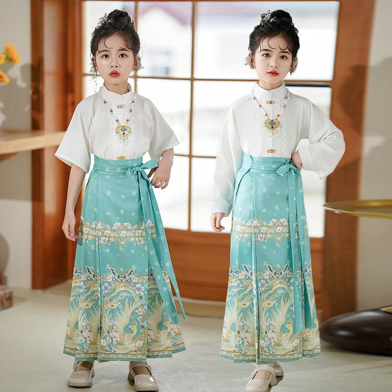 Girls' vest skirt spring and summer children's Hanfu ancient costume autumn dress Chinese style Tang suit little girl ancient style suit