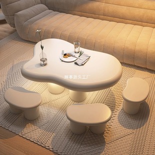Nordic Internet Celebrity Cloud Coffee Table for Living Room Simple Modern Small Apartment Irregular Table Cream Wabi-Sabi Style Coffee Table