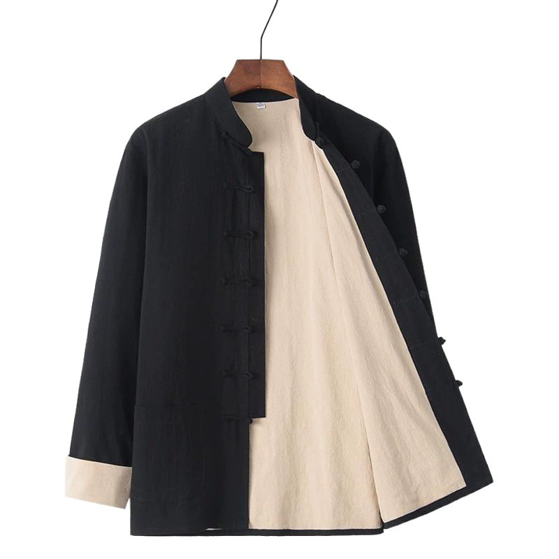 Костюм Тан, мужское повседневное пальто Тан, костюм Тан из хлопка и льна в китайском стиле, льняное мужское Двухслойное пальто, костюм для суши, весна-осень, зима