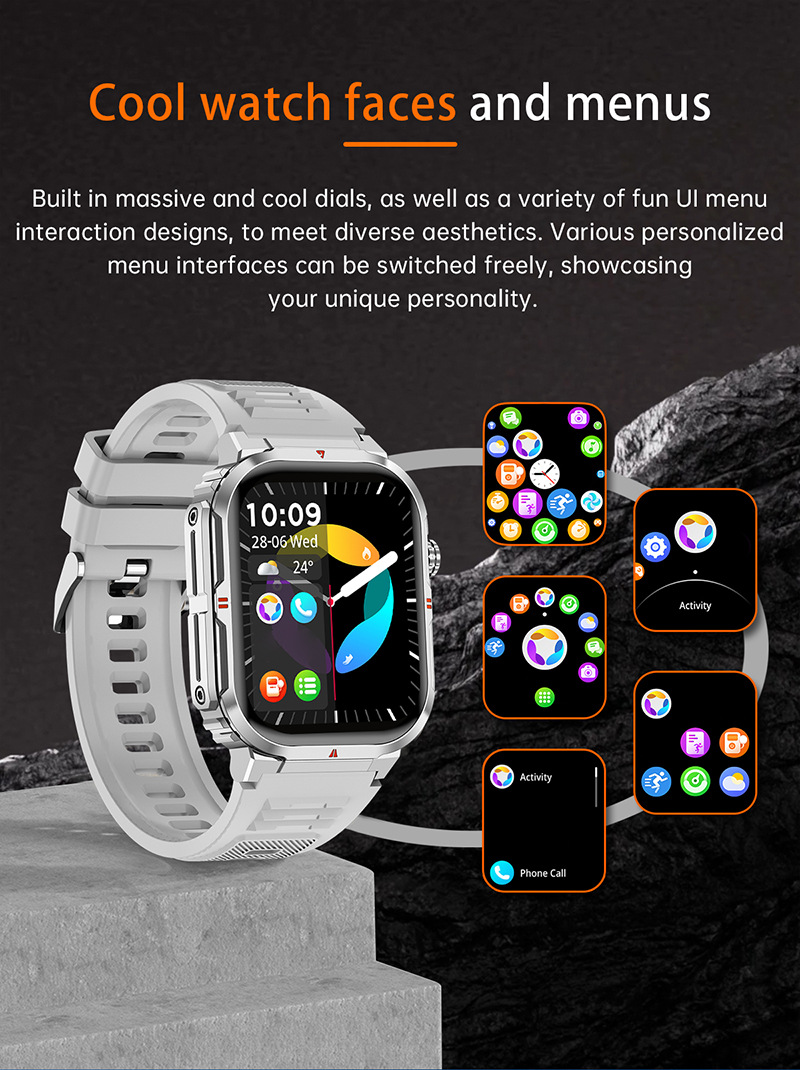 Montre connectée avec appels bluetooth écran hd et cardiofréquencemètre_voghion.com