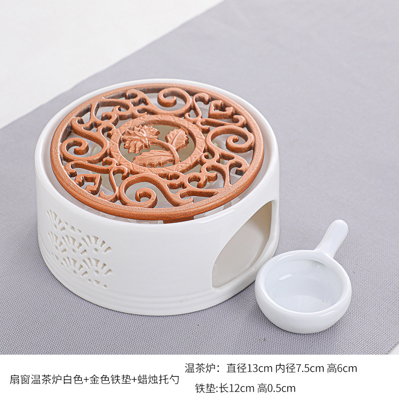 Té estufa vela restaurante Hotel hogar base de cerámica chino hueco aislamiento calefacción vidrio fruta flor tetera