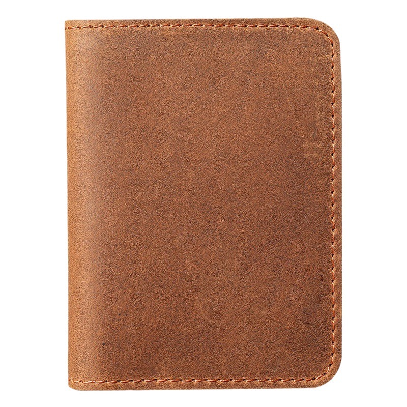 1052 titular de la tarjeta de cuero de los hombres Crazy Horse titular de la licencia de conducir de cuero retro marrón simple comercio exterior caliente láser