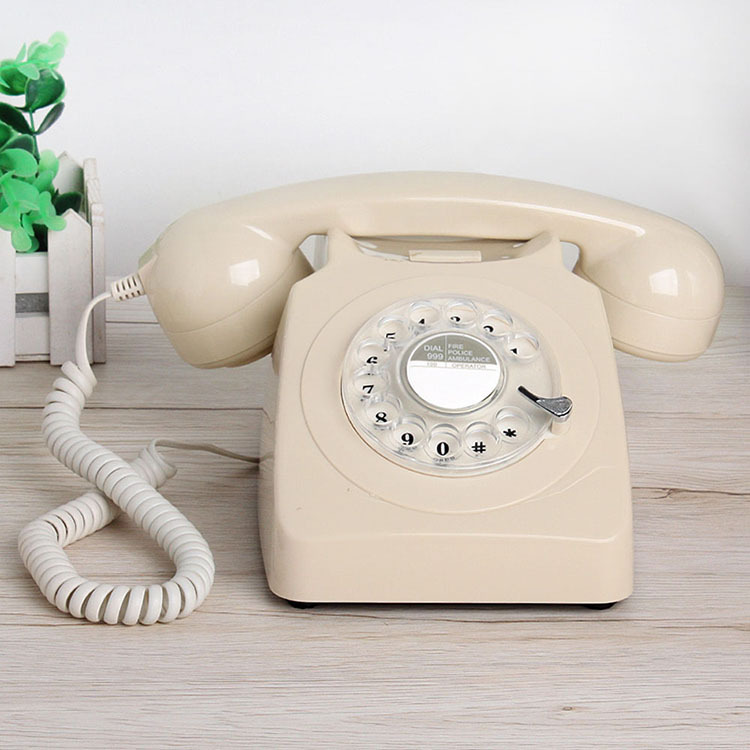 Fabricante de teléfonos antiguos de estilo clásico con dial giratorio, teléfono fijo retro con timbre metálico, teléfono fijo transfronterizo.