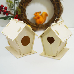 鳥窩創意家居工藝品 鳥屋diy木製實木房子型居家裝飾房子擺件