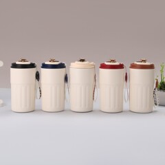 智能测温咖啡杯304不锈钢提绳水杯便携商务保温杯随行水杯保温杯