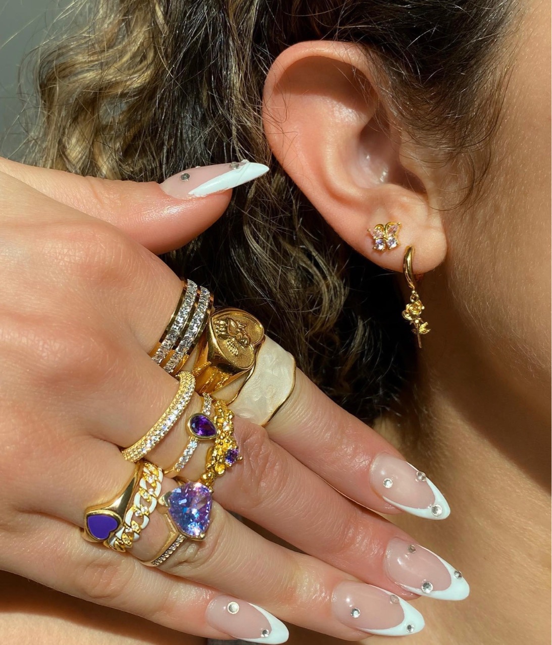 Real Gold Plated Plating Material Rings Classification Wholesale Jewelry Sweet Angel Heart Shape Wings Titanium Steel 18K Gold Plated Rings