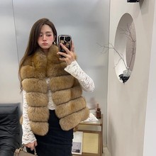 2025年秋冬新款轻奢芬兰整皮狐狸毛背毛横排立领皮草鎏金马甲年轻