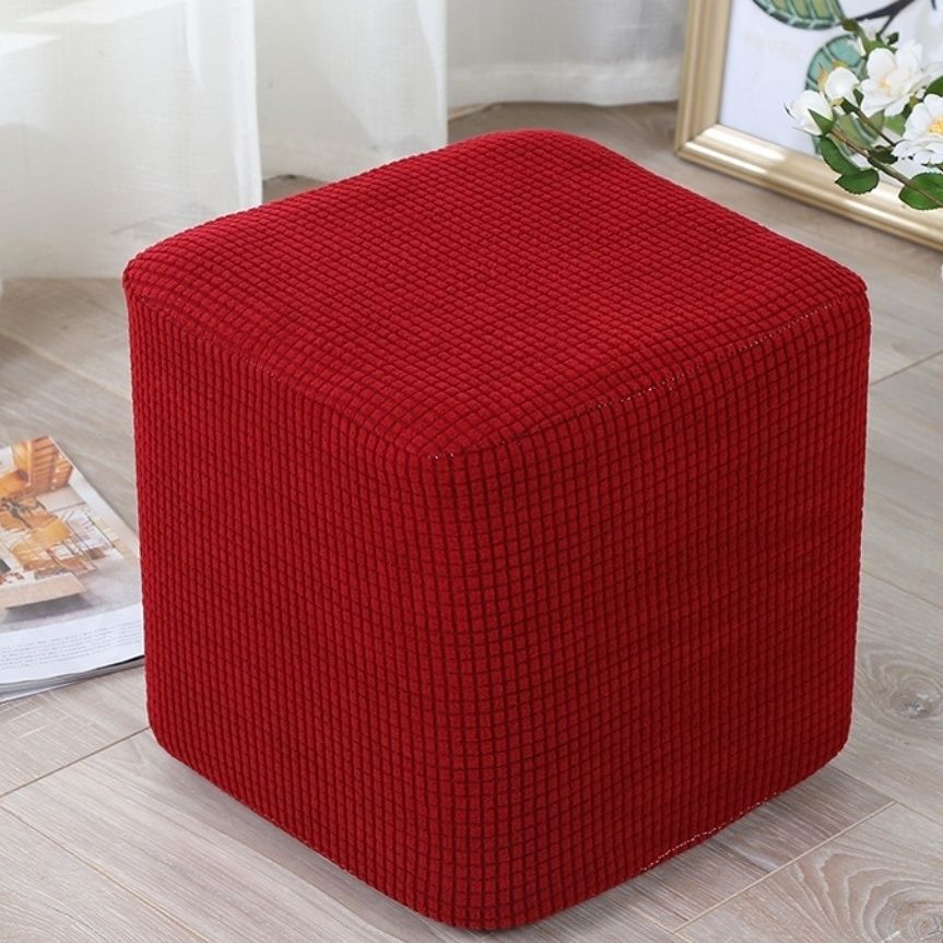 Tela elástica cuadrada de lana para cambiar zapatos taburete cubierta de silla cubierta de maíz cubierta cuadrada cubierta de taburete todo incluido tejido grueso cubierta de cubierta