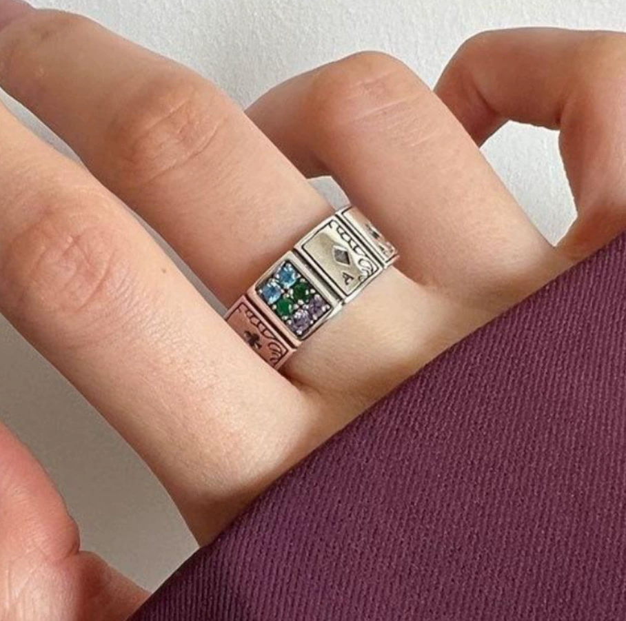 Модное ретро тренд бренд драгоценное кольцо с gemstone, кольцо в стиле легкой роскоши, инкрустирован бриллиантами, на указательном пальце