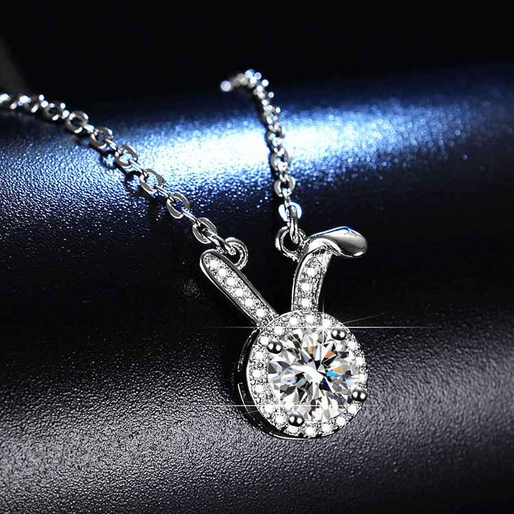 Kupfer Süß Kaninchen Überzug Inlay Künstlicher Diamant Halskette Mit Anhänger display picture 5