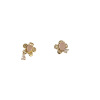 Small sophisticated zirconium, design universal earrings, flowered, simple and elegant design