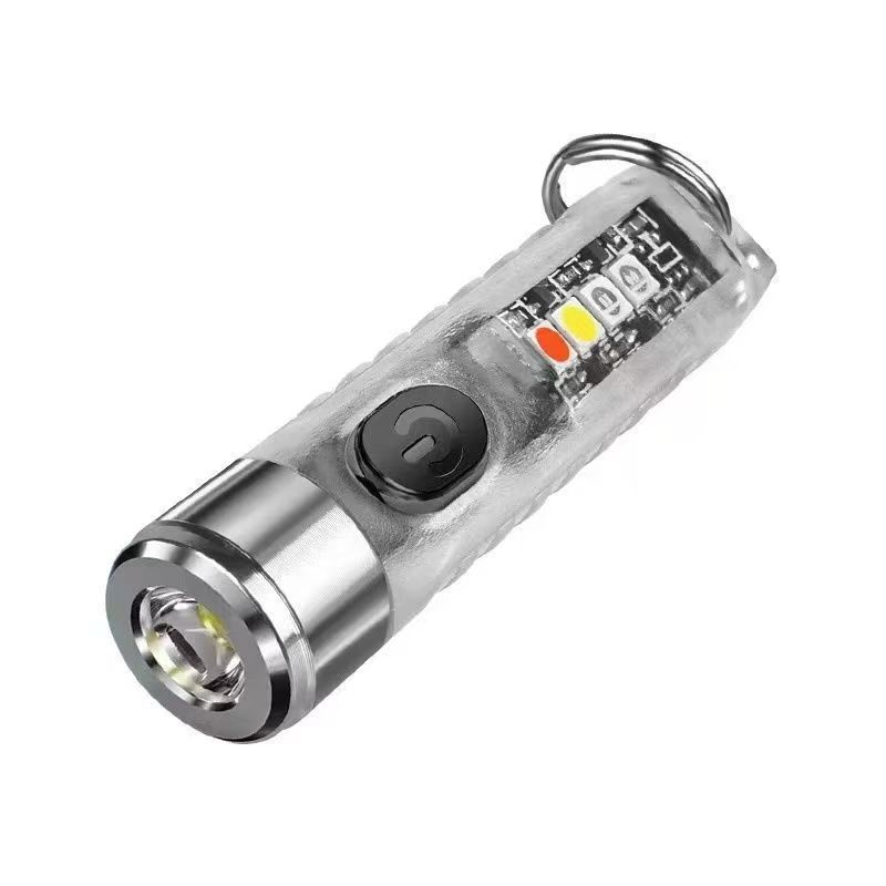 LED ミニ強力な光懐中電灯ポータブルキーホルダーライト多機能防水急速充電 ABS ポータブル緊急警告灯|undefined