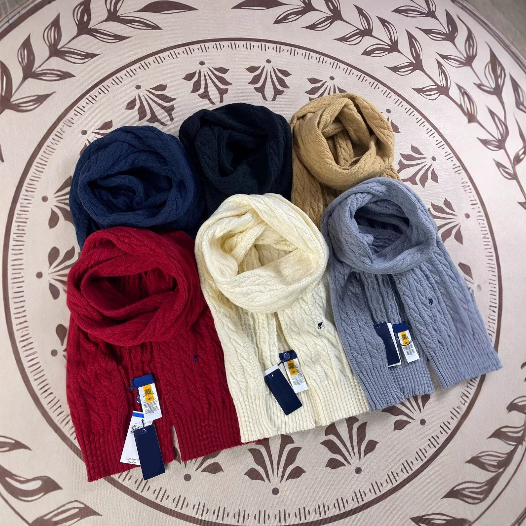 RL Rlaf пони бигристого трикотажного шарфа трикотажного шерстяного шарфа теплая морозостойкая вышивка