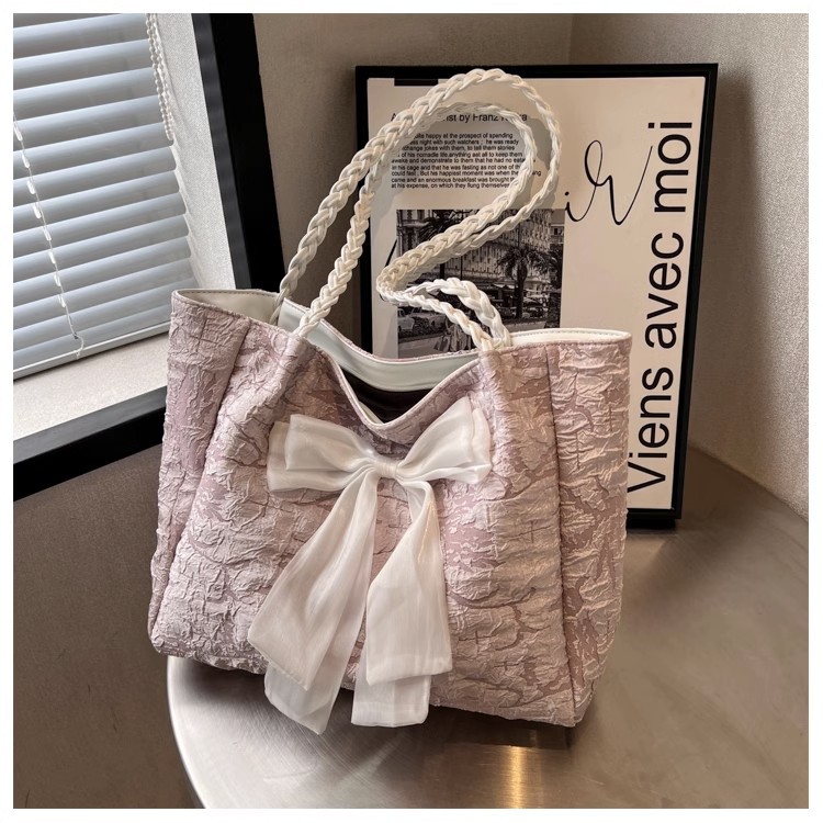 Large-capacity bow bag for women, 2023 new trendy, fashionable and sweet single-shoulder bag, student commuting tote bag undefined