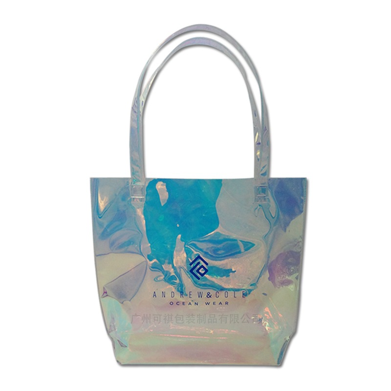 创意时尚炫彩手提PVC袋幻影透明购物袋可印刷LOGO免费设计全新料