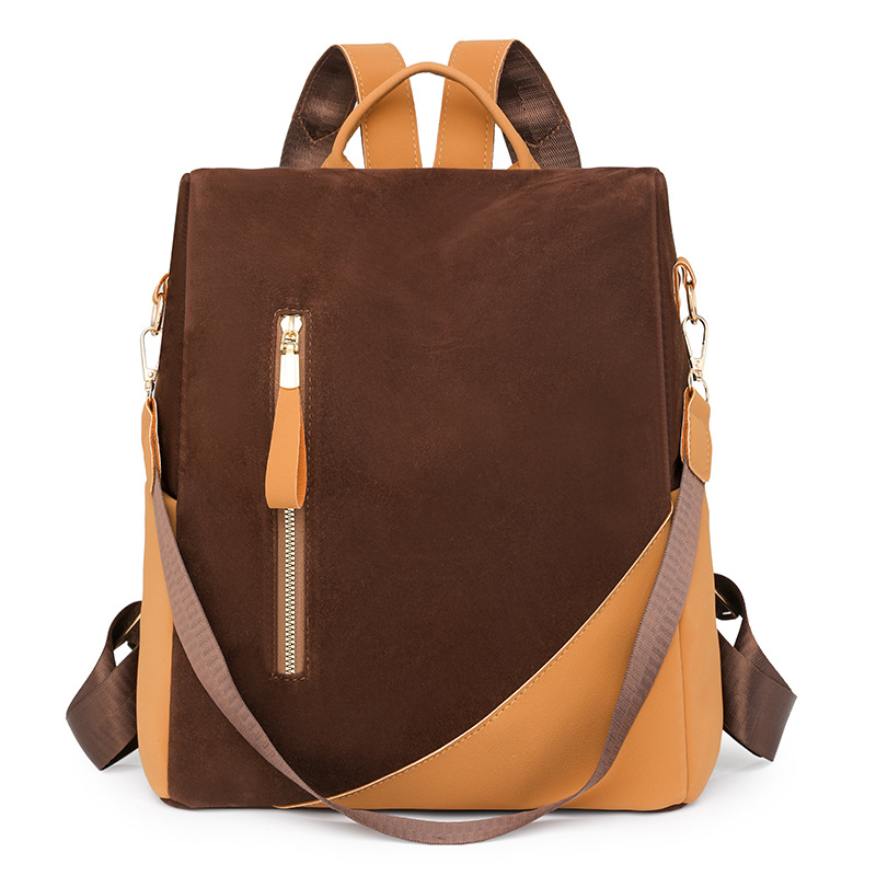 Mochila antirrobo para mujer de nuevo estilo 2024 color de contraste simple mochila multiusos de ocio de cercanías mochila de gran capacidad al por mayor