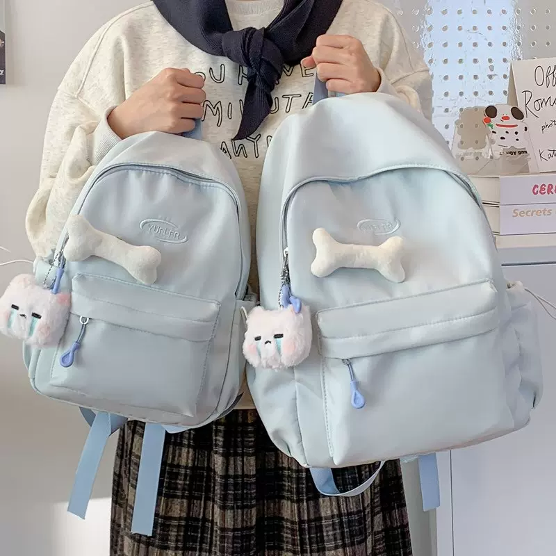 纯色新款大小号小书包女韩版学生迷你双肩包高颜值简约休闲背包