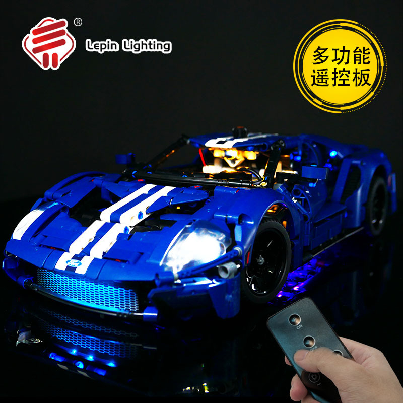 Domestic Building Blocks Ford Gt Model Building Blocks Sports Car Boys' Building Block Racing Car Toy Boy Gift with Lights