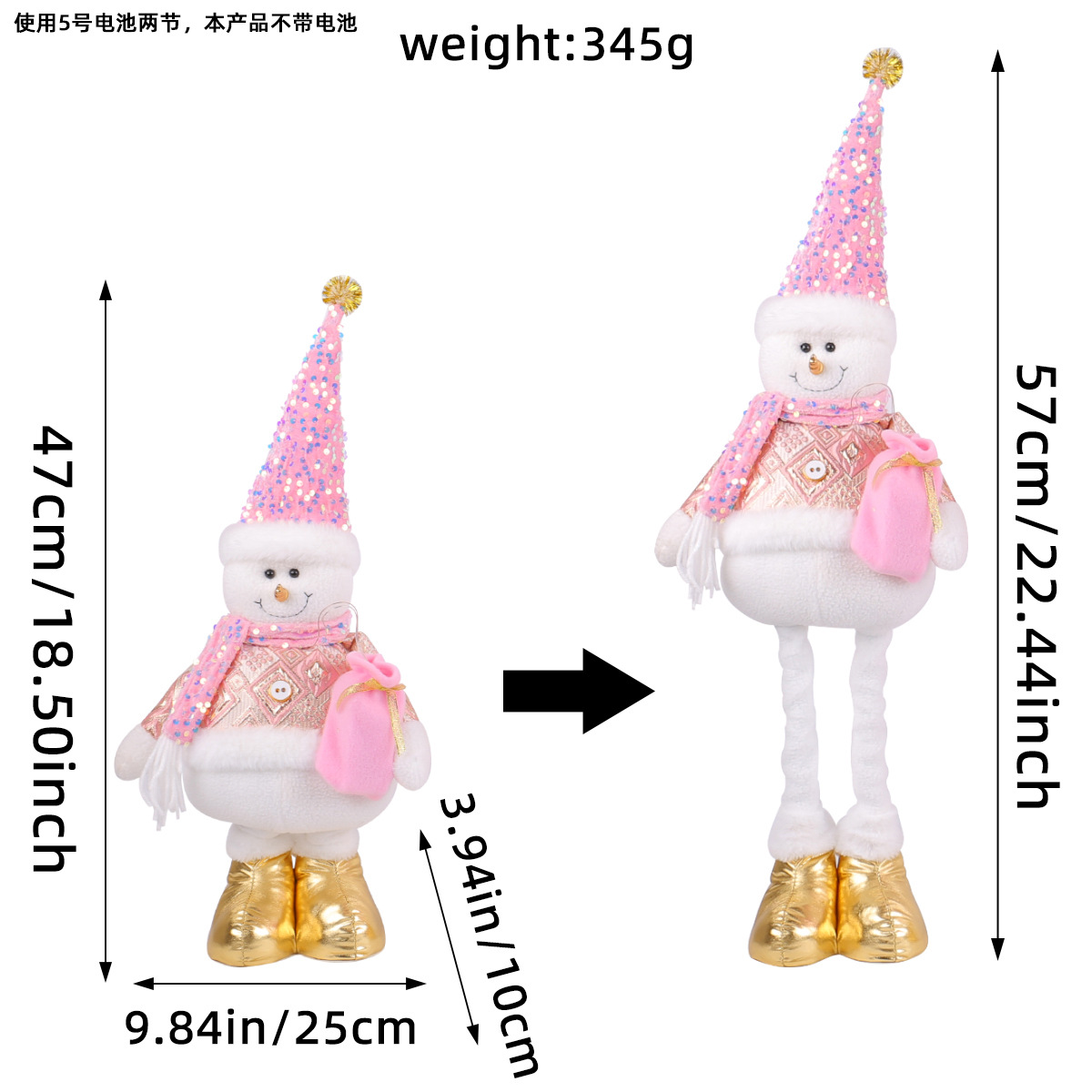 L3-37 Muñeco de Nieve Telescópico Musical Luminoso Rosa