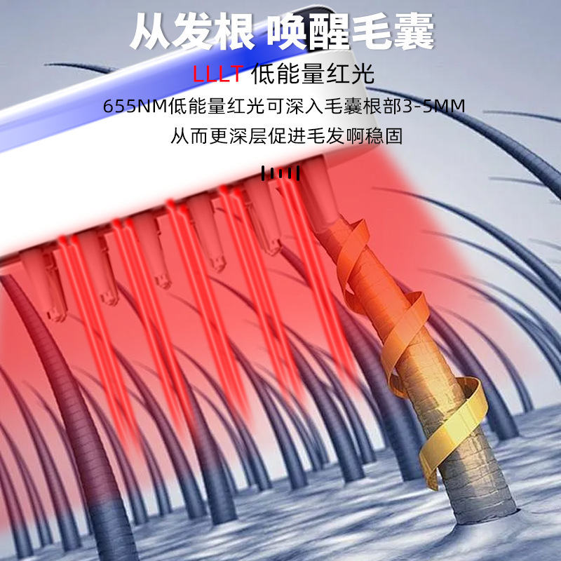 新型電動頭皮薬頭皮薬マッサージ櫛育毛櫛赤色EMSマッサージガイド櫛|undefined